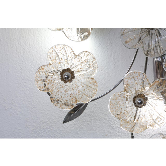 1970s Italian Large Size Gold and Transparent Murano Glass Wall Light or Ceiling Light Flower For Sale - Image 14 of 17