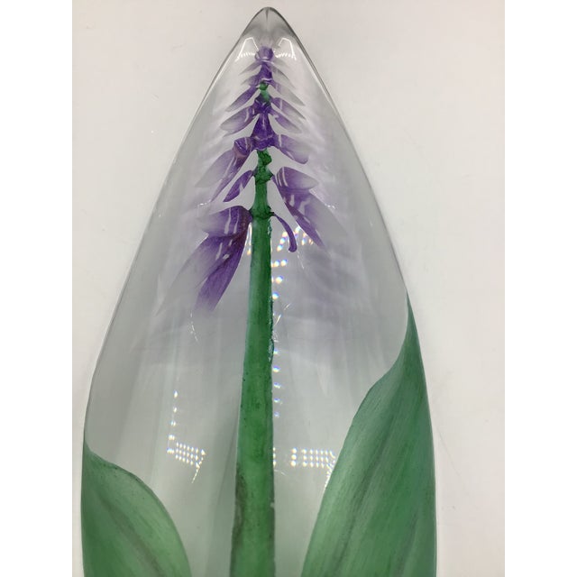Vintage Paper Weight Mats Jonasson 11” Crystal Orchid Sculpture Signed For Sale In Boston - Image 6 of 11