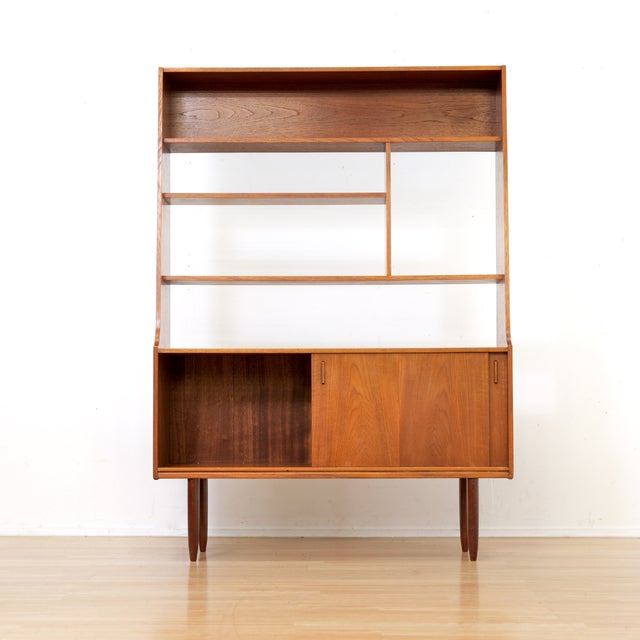 Wood Mid Century Teak Bookcase Room Divider For Sale - Image 7 of 12