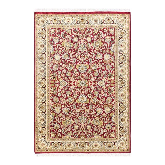 Red Mogul, One-of-a-Kind Hand-Knotted Area Rug in Red, 4' 2" x 6' 1" For Sale - Image 8 of 8