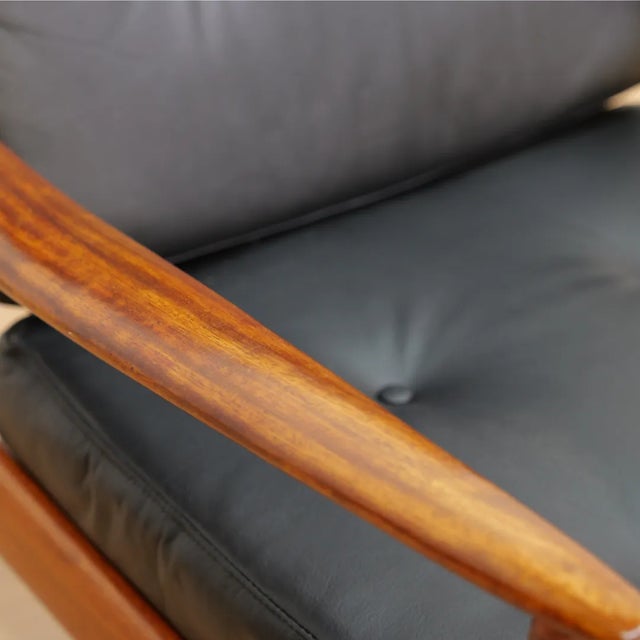 Pair of Mid Century Leather & Rosewood Lounge Chairs Attributed to Beka For Sale - Image 11 of 12