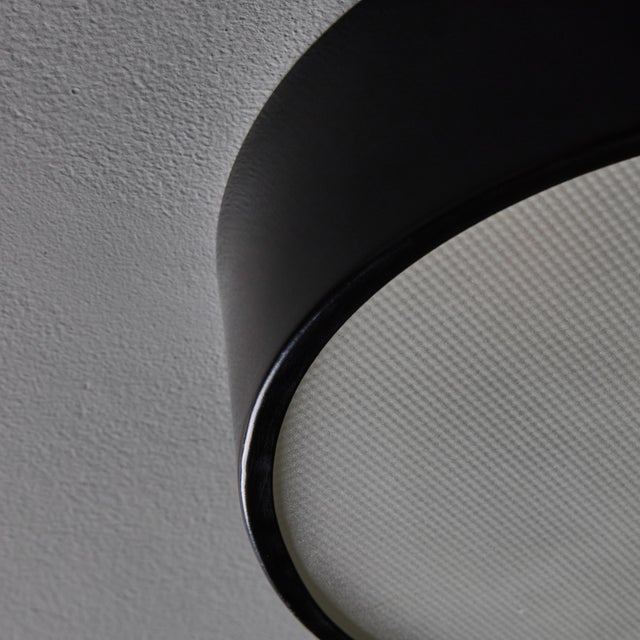 1960s Round Black Metal and Opaline Glass Ceiling Lamp by Bruno Gatta for Stilnovo For Sale - Image 16 of 16