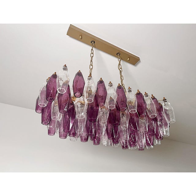 Amethyst and Clear Glasses Murano Poliedri Chandelier by Carlo Scarpa, 1990s For Sale - Image 4 of 18