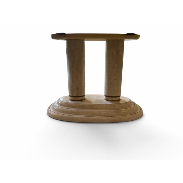 Elevate your dining space with this striking 1980s postmodern oval dining table. Executed in the iconic style of Maitland-...