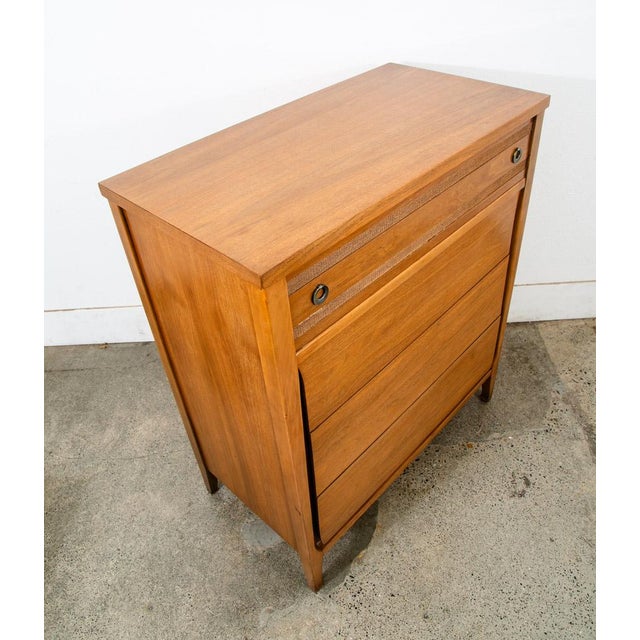 Brown Mid Century Modern Highboy Dresser American Walnut 4 Drawer Denmark MCM Vintage For Sale - Image 8 of 12