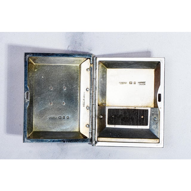 Rare Asprey Art Deco Engine Turned Antique English Sterling Silver Cigarette Case Vesta Case in Presentation Box Luxury Tobacciana For Sale - Image 15 of 18