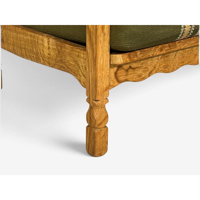 Henning Kjaernulf Style, Lounge Chairs, Oak, Fabric, Denmark, 1970s For Sale - Image 10 of 13