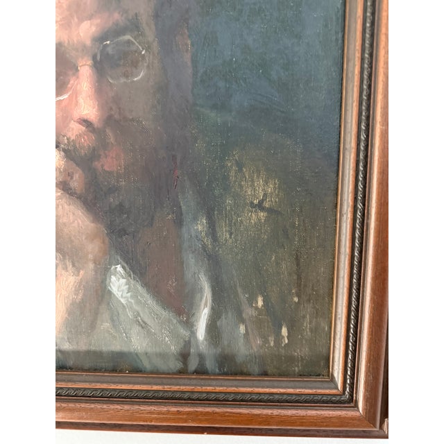 1950s Striking Original Oil on Canvas Portrait of a Contemplative Gentleman by George Weissbort (1928-2013) For Sale - Image 11 of 13