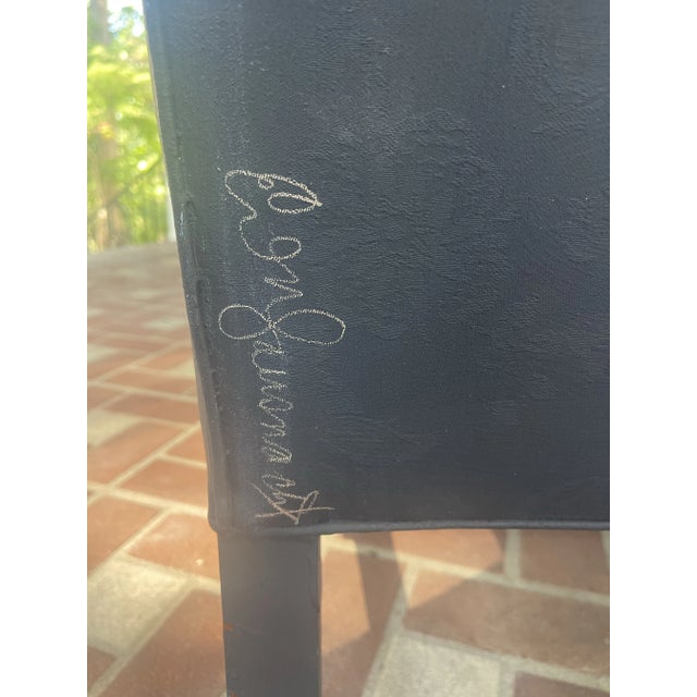 1990s Vintage Wing Chair With Snake Painted Fabric For Sale - Image 10 of 12