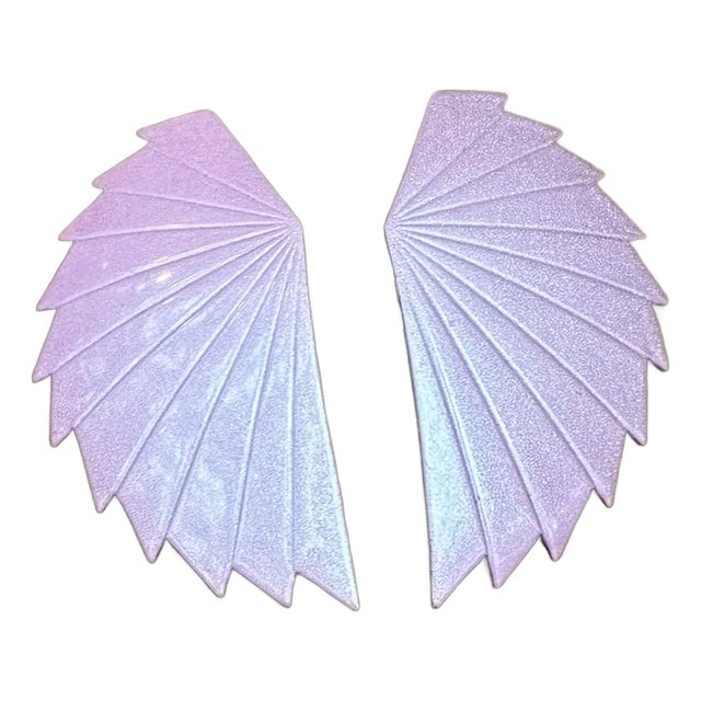 1980s Pink Metal Fan Earrings For Sale