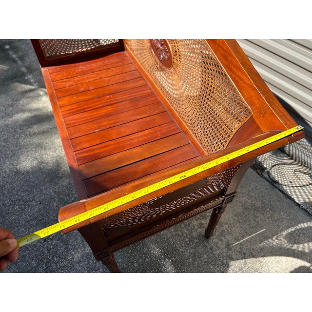 Wood Vintage English Regency Style Caned Settee Bench For Sale - Image 7 of 12