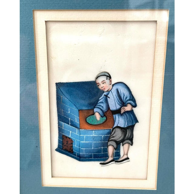 Early 20th Century Antique Chinese Export Gouache Paintings on Pith Paper. 6 Portraits Framed For Sale - Image 5 of 10