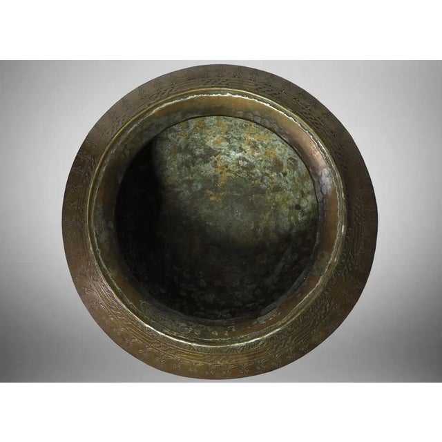 Metal Antique Islamic Engraved Tinned Brass Bowl, 1890s For Sale - Image 7 of 11