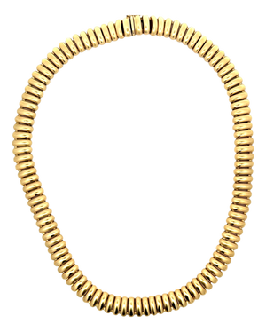Vintage Italian 14k Gold Tubogas Collar Necklace, Circa 1975