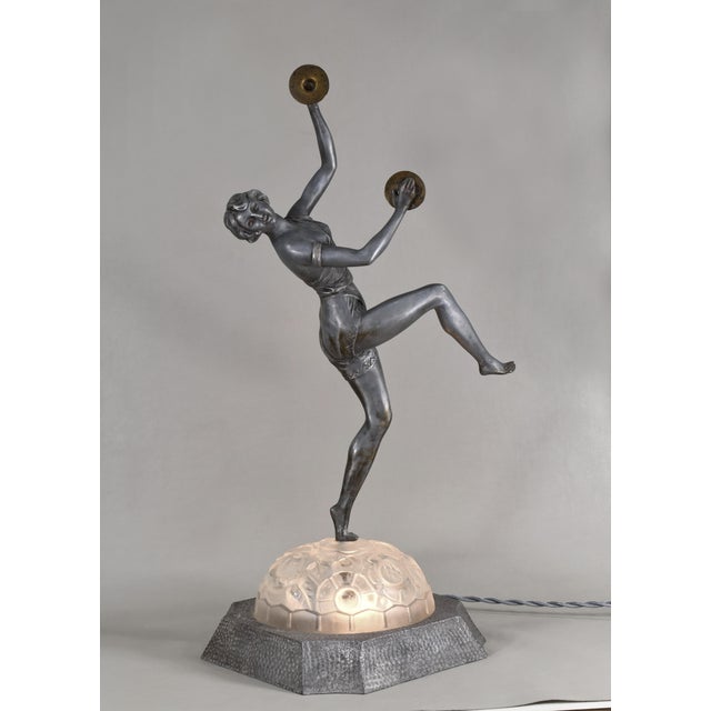 French Art Deco Lamp by Emile Gregoire 1920s France For Sale - Image 4 of 18