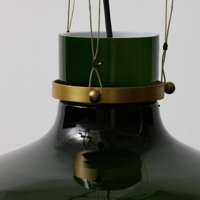 Antique French Green Glass Hanging Lamp For Sale - Image 4 of 15