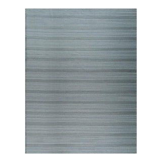 4x6 Gray Hand-Knotted Wool Striated Bands Geometric Modern Carpet Rug For Sale