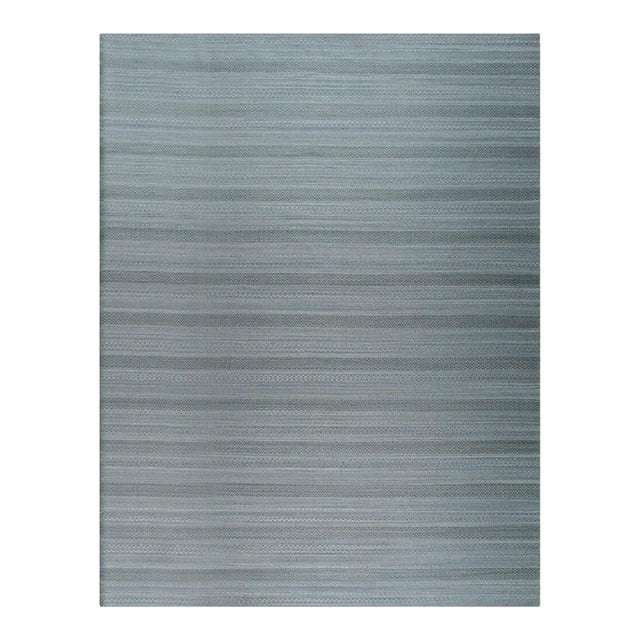 4x6 Gray Hand-Knotted Wool Striated Bands Geometric Modern Carpet Rug For Sale