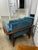 Gorgeous pair of mid century inspired lounge chairs designed by Jason Wu for Interior Define. Walnut frame, brass detail...