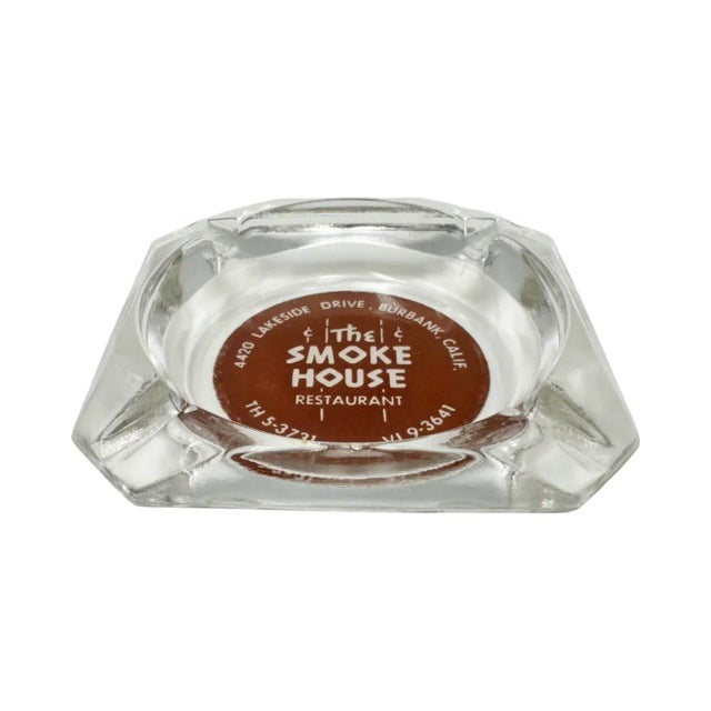 Vintage the Smoke House Restaurant Burbank, California Glass Ashtray For Sale In Washington DC - Image 6 of 9