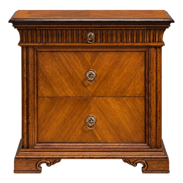 Handcrafted Italian Walnut Veneer Nightstand For Sale