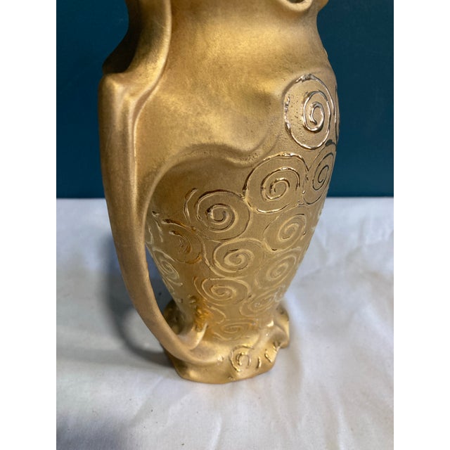 Hollywood Regency Vintage Ceramic Vase With 22k Gold For Sale - Image 3 of 10