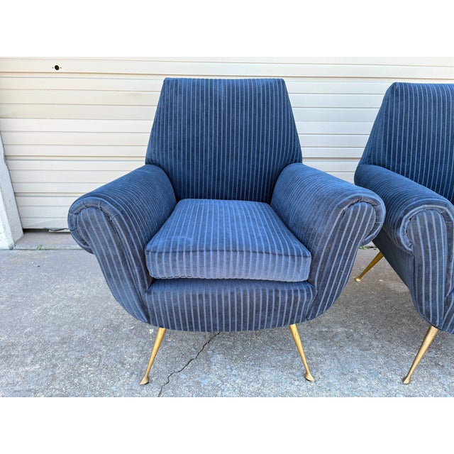 1950s 1950s Pair of Italian Modern Gio Ponti Inspired Lounge Chairs For Sale - Image 5 of 14