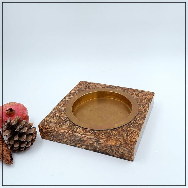 Large Square Brass and Epoxy Vide Poche For Sale - Image 9 of 16