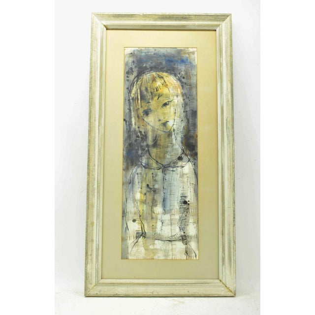 Up for sale is a large vintage original Sylvia Bernstein mixed media painting on paper. This lovely figural painting is...
