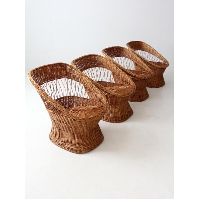 Vintage Rattan Chairs Set of 4 For Sale - Image 10 of 14