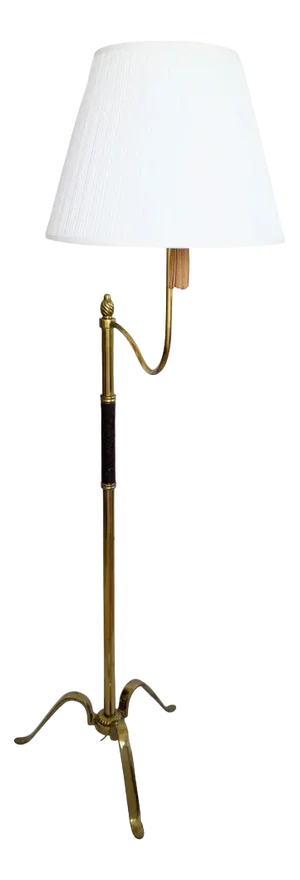 Brass & Leather Floor Lamp by Hugo Gorge for Kalmar, Austria, 1930s