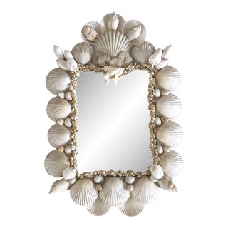 Small White Shell Mirror For Sale
