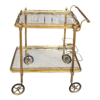 Vintage Maison Jansen Brass Drinks Trolley Bar Cart For Sale