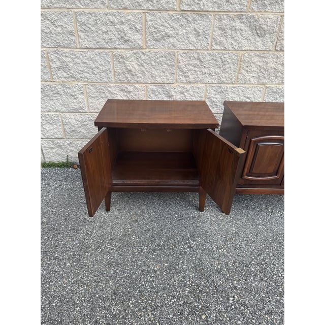 Mid 20th Century Pair of Mid 20th Century Walnut Nightstands For Sale - Image 5 of 12