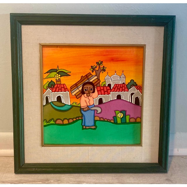 Orange Francisco Huezo Latin American Artist Original Oil Painting For Sale - Image 8 of 8