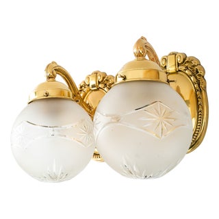 Historisticist Wall Lamps with Cut Glass Shades, Vienna, Austria, 1890s, Set of 2 For Sale