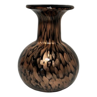 Black and Gold Murano Glass Vase, 1960s For Sale