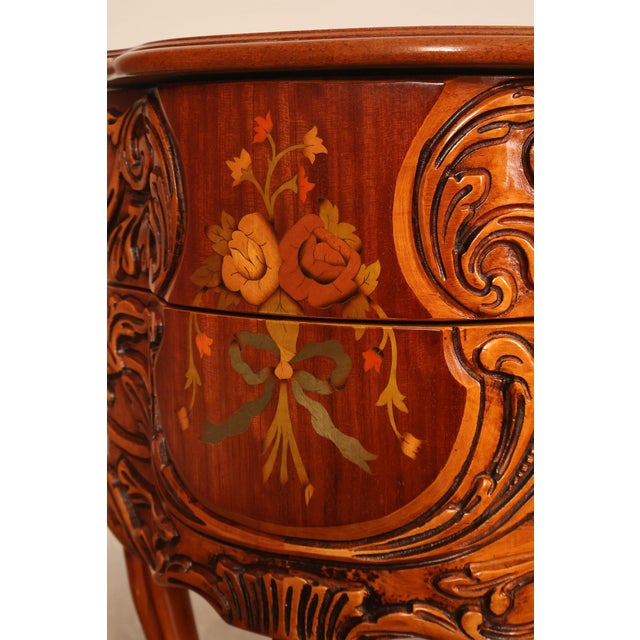 French Louis XV Style Marquetry Inlaid Nightstand For Sale - Image 9 of 18
