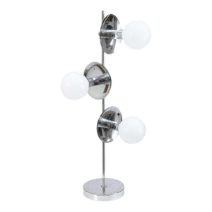 Vintage 1970s Space Age 3 Head Chrome Table Lamp