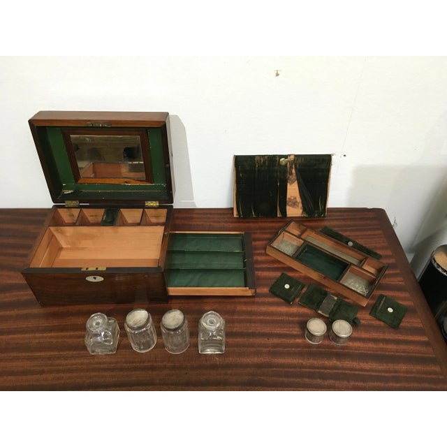Victorian English Rosewood Gentleman’s Dressing Box With Cut Crystal Bottles & Secret Compartment, Circa 1850 For Sale In Los Angeles - Image 6 of 10