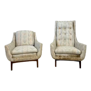 His and Hers Pearsall Style Club Chairs Listed for Restoration