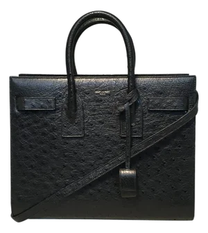 NWOT YSL Yves Saint Laurent Black Ostrich Small Sac Du Jour Handbag