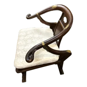 Michael Taylor for Baker Furniture Grand Rapids Chinoiserie 'Far East Collection' Horseshoe Chair - Vintage Mid 20th Century