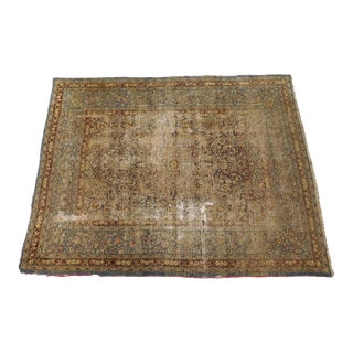 Distressed Antique Persian Kerman Rug. 7'1"x 9'7" For Sale