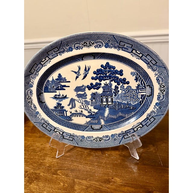 Blue Willow Serving Platter by Johnson Bros. For Sale - Image 12 of 13