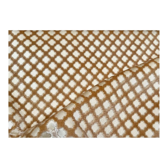 Scalamandré Pomfret Silk Cut Velvet Fabric - Coffee on Beige by the Yard For Sale