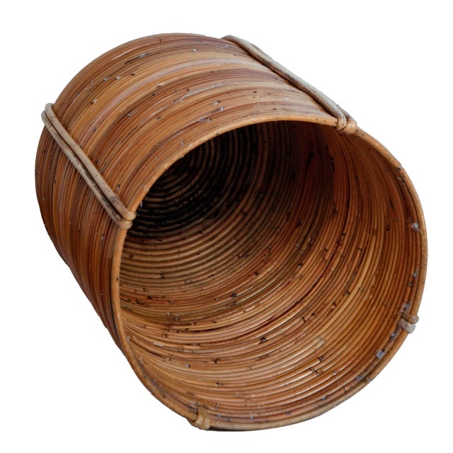 Wood Mid 20th Century Handmade Reed Planter/ Basket For Sale - Image 7 of 7