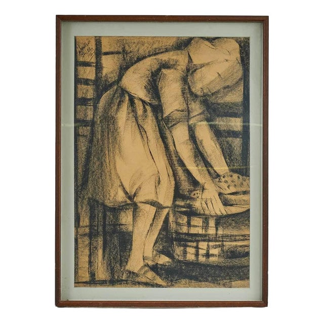 Perilli, Untitled, 1967, Charcoal, Framed For Sale