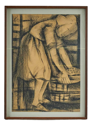 Perilli, Untitled, 1967, Charcoal, Framed