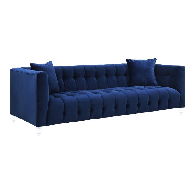 Our Bea sofa is a true beauty. This rich velvet upholstered sofa is designed with a deep seat, luxe tufting and Lucite...
